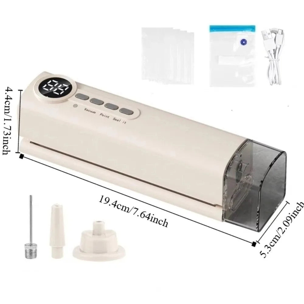 Handheld Automatic Vacuum Sealer USB Charging Plastic Food Sealer Compact with Strong Suction Wireless Vacuum Sealing Machine