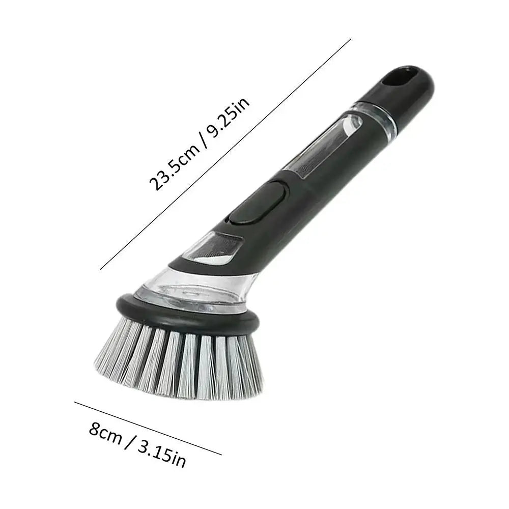1Pcs with Handle Pot Brush Non-Slip Built-In Washing up Brush Soap Dispenser Practical Kitchen Scrub Brush for Home Pots Sink