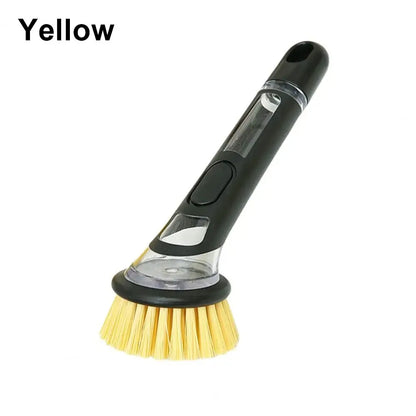 1Pcs with Handle Pot Brush Non-Slip Built-In Washing up Brush Soap Dispenser Practical Kitchen Scrub Brush for Home Pots Sink