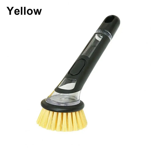 1Pcs with Handle Pot Brush Non-Slip Built-In Washing up Brush Soap Dispenser Practical Kitchen Scrub Brush for Home Pots Sink